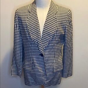 Christian Dior Black and White Checkered and Fully Lined Blazer (US 14)